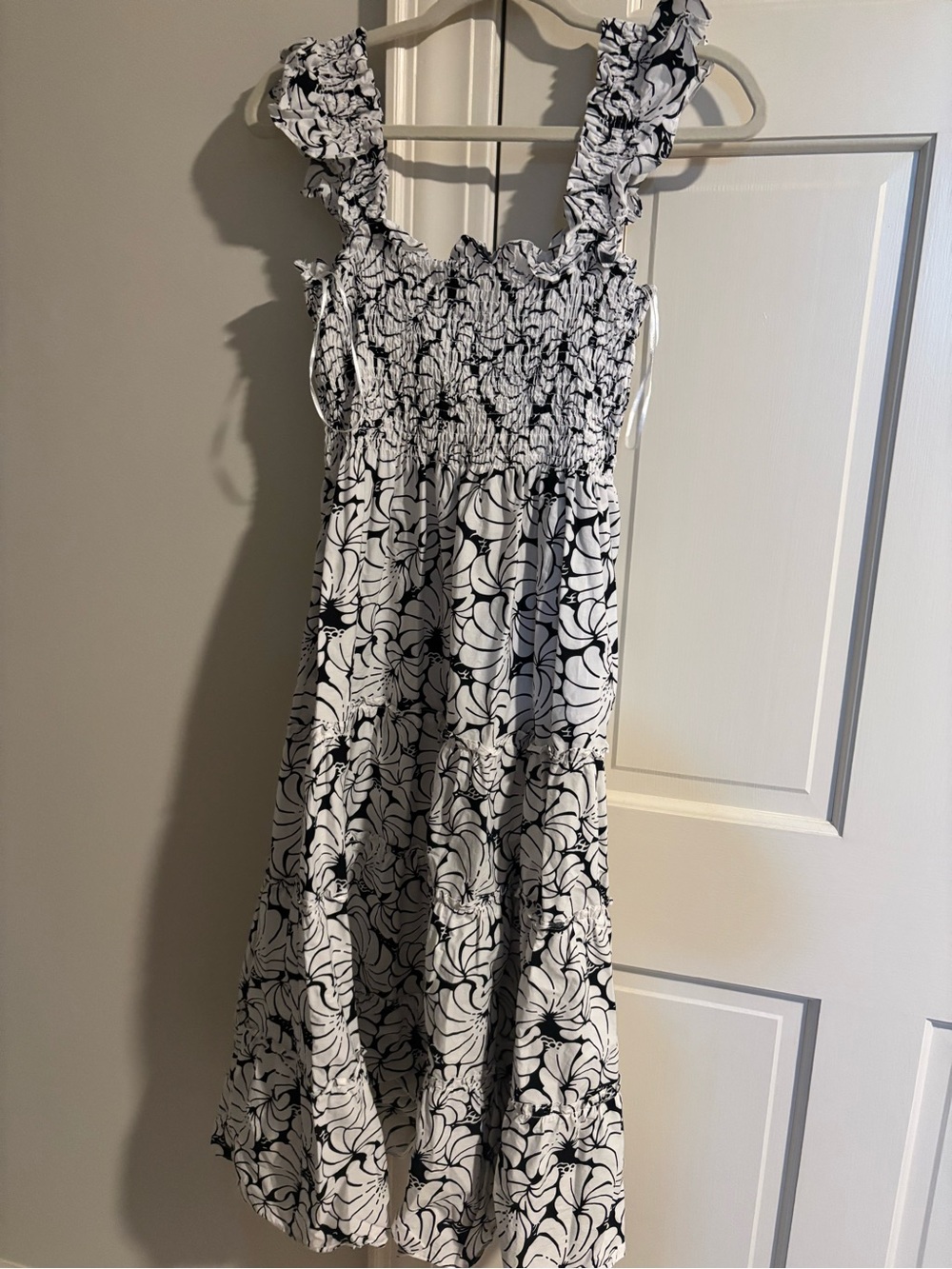 Philosophy Black & White Floral Smocked Sundress